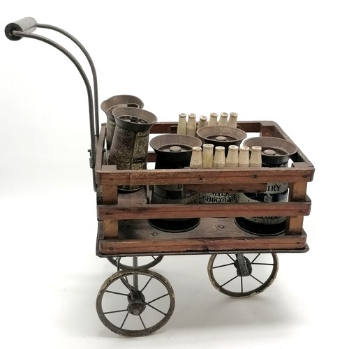 8 - c.1930's Triang dairy cart complete with wooden milk bottles, polychrome printed milk churns - 51cm ... 