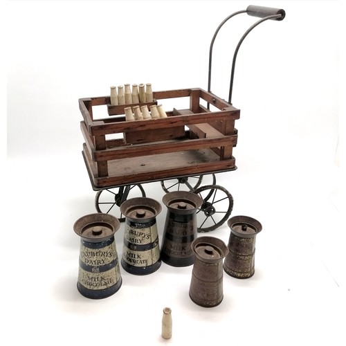 8 - c.1930's Triang dairy cart complete with wooden milk bottles, polychrome printed milk churns - 51cm ... 