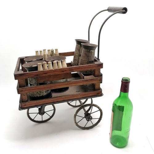 8 - c.1930's Triang dairy cart complete with wooden milk bottles, polychrome printed milk churns - 51cm ... 