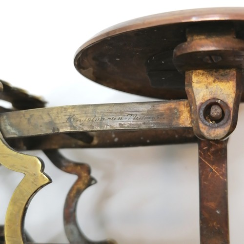 9 - Victorian brass balance scales by Phillipson, Kingston-on-thames with agate details & weights - 20cm... 