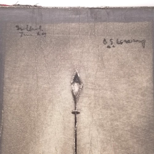 17 - L S Lowry signed pencil drawing on the back cover of a sketchbook of a night scene of a streetlamp &... 