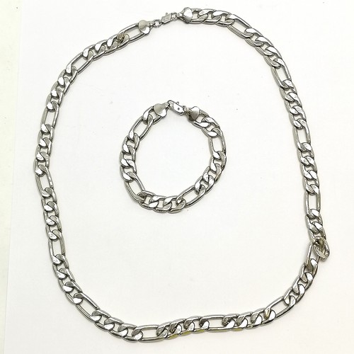 819 - Fashion filed curb neckchain (56cm) + bracelet