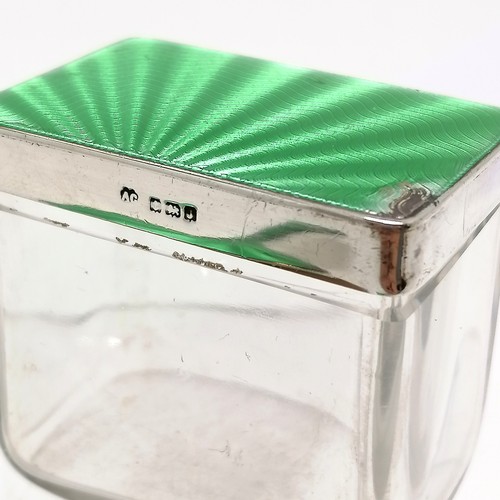 831 - Art Deco silver & green enamel part dressing table set - all a/f - SOLD IN AID OF STALBRIDGE COMMUNI... 