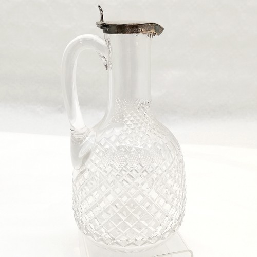 848 - Antique London 1884 silver mounted crystal Claret jug by Jonathan Wilson Hukin & John Thomas Heath, ... 