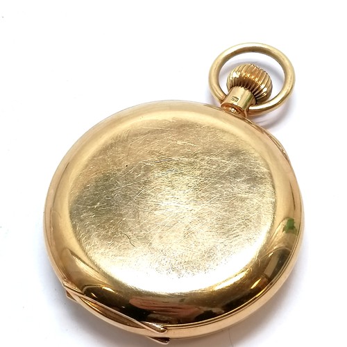 936 - 18ct gold gents half hunter pocket watch with centre seconds and roman numeral markers in an origina... 