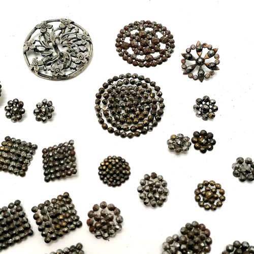 21 - Qty of antique cut steel buckles & buttons - largest 6cm across