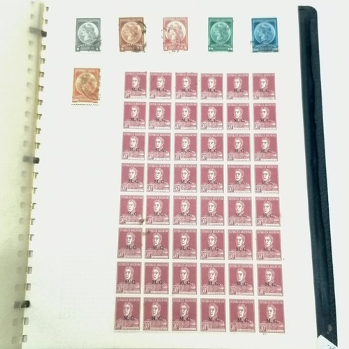 33 - 2 useful stamp albums - 1 world (mostly europe) & 1 containing South America, a schoolboy(!) collect... 