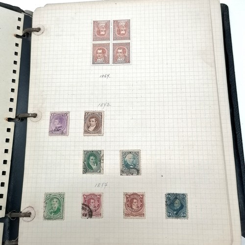 33 - 2 useful stamp albums - 1 world (mostly europe) & 1 containing South America, a schoolboy(!) collect... 