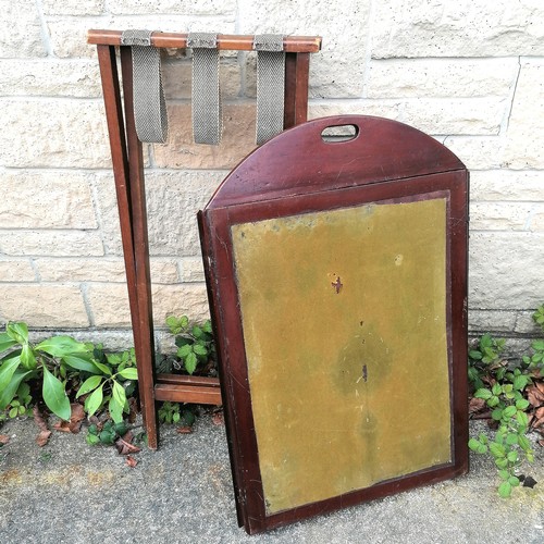 34 - Antique mahogany butlers tray on stand 73cm x 55cm with the sides folded up- has a repair to the woo... 