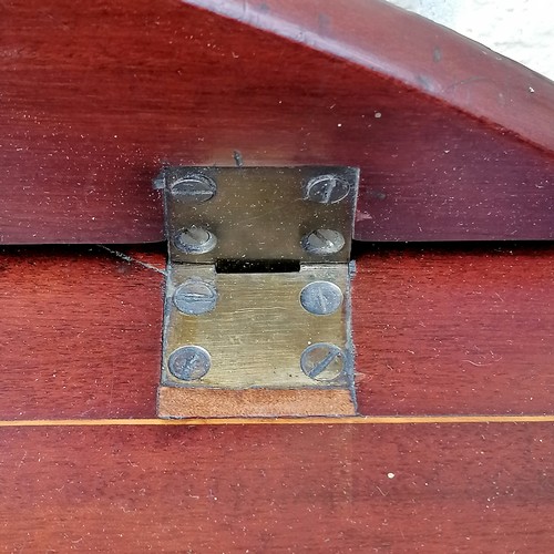 34 - Antique mahogany butlers tray on stand 73cm x 55cm with the sides folded up- has a repair to the woo... 