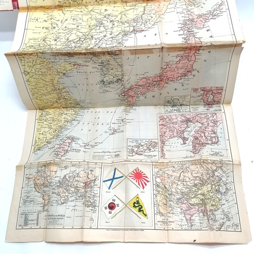 44 - 1904 Russo-Japanese war map 9th edition fold-out paper map by W & A K Johnston - has some repairs t/... 