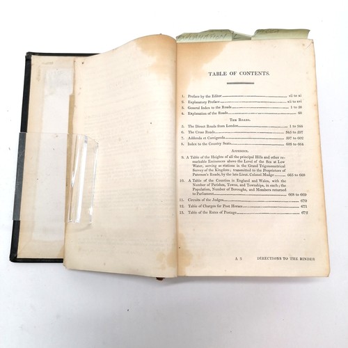 45 - 1824 book - Paterson's Roads in England and Wales (17th) by Edward Mogg - front cover detached but s... 