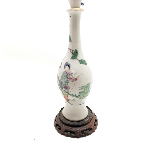 369 - Antique 19th century or earlier Chinese famille rose vase depicting male & female hunter with a hors... 