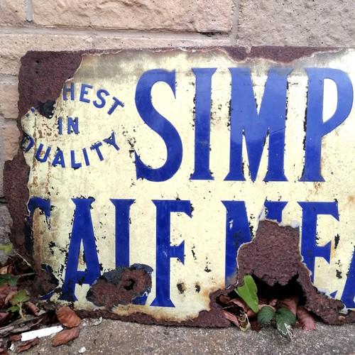 383 - Simpsons Calf Meal and Spice advertising sign 122cm x 45cm- in poor condition