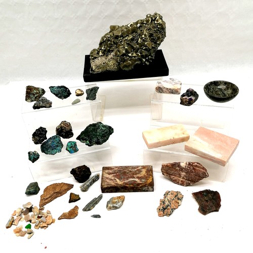 11 - Collection of assorted rocks and minerals, a large piece of Pyrite on a base, assorted pieces of gra... 