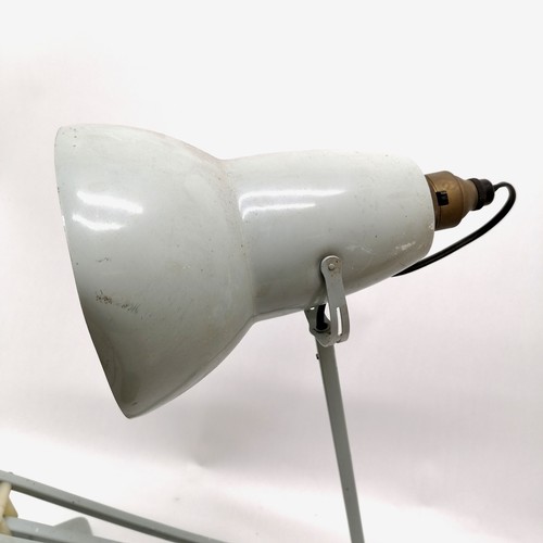 12 - 2 x vintage Anglepoise lamps t/w green anglepoise style lamp - grey lamp has dent to the shade