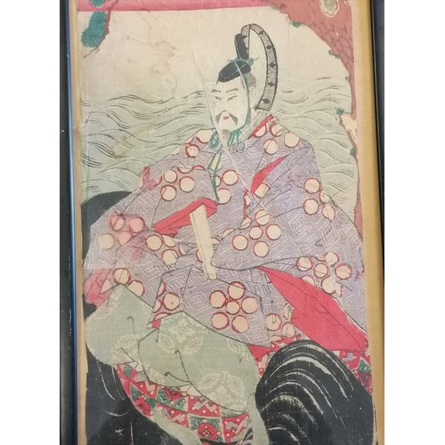 22 - Japanese woodblock print by Yoshi-Fuji 1828-1887- 80cm x 25cm T/W a Japanese woodblock print by Utra... 