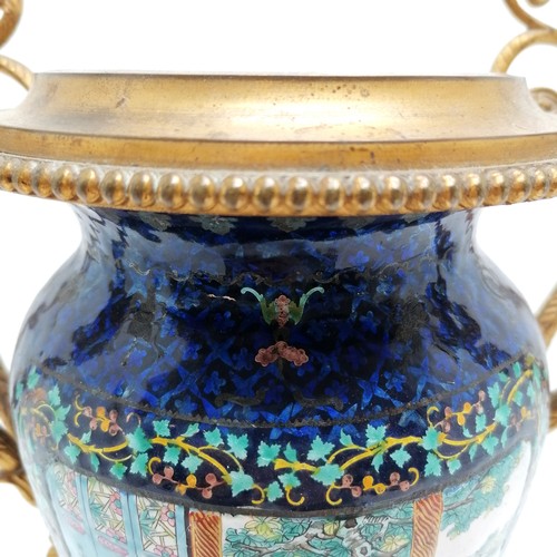 25 - Antique Chinese Cantonese enamelled vase with French ormolu mounts - 35cm high missing it's lid and ... 