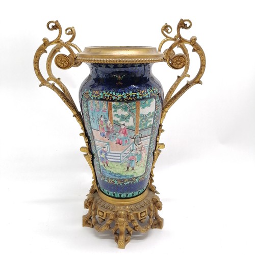 25 - Antique Chinese Cantonese enamelled vase with French ormolu mounts - 35cm high missing it's lid and ... 