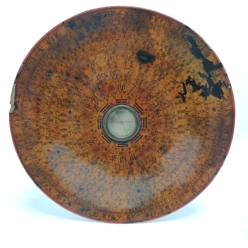 26 - 3 x Chinese lacquered wood geomantic compasses - largest 17.5cm diameter ~ 1 missing needle and glas... 