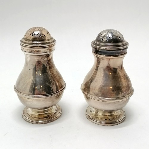 825 - 1972 silver pair of peppers in the antique style by C J Vander Ltd - 8.5cm & 155g (total weight)