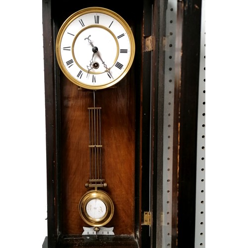 853 - Antique Vienna walnut and ebonised wall clock, can not guarantee working order, Has had a recent ser... 