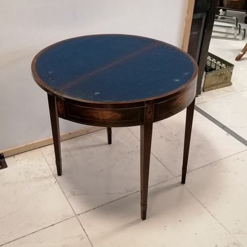 46 - Demi lune inlaid fold over side table - a/f 75cm wide/diameter x 38cm deep x 70cm high