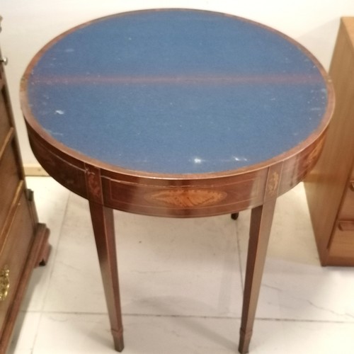 46 - Demi lune inlaid fold over side table - a/f 75cm wide/diameter x 38cm deep x 70cm high