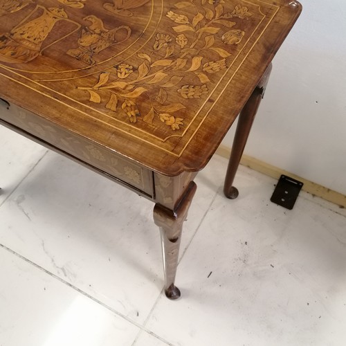 48 - Antique Dutch profusely decorated marquetry single drawer side table - slight loss to detail on top ... 