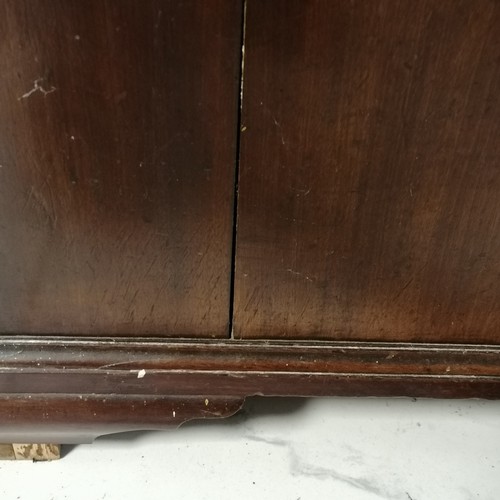 51 - Georgian walnut bureau on ogee bracket feet with fitted interior with leather book detailing to the ... 