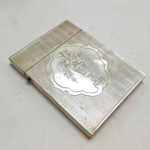 59 - Antique carved mother of pearl card case 10cm x 7.5cm 2  small nicks to the mother of pearl otherwis... 