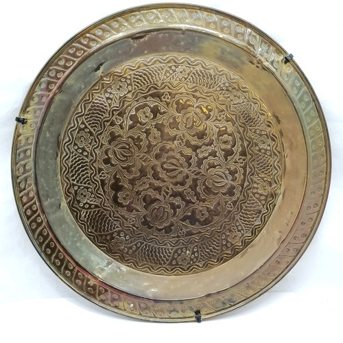 60 - Brass large Benares circular tray