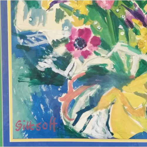 78 - Framed contemporary watercolour of tulips 'A Lot Of Spring' signed Giltsoff by Natalie Giltsoff, fra... 