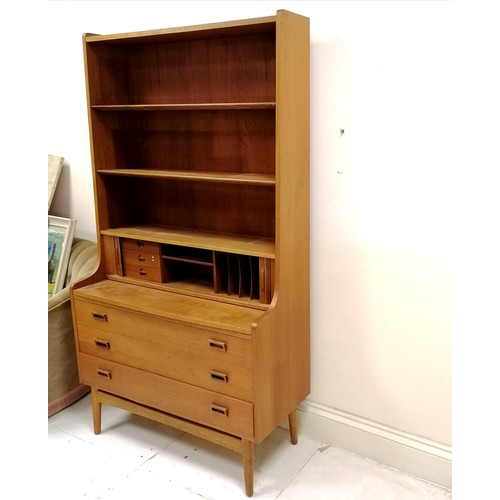 85 - BØRGE MOGENSEN Mid century Danish teak bureau bookcase, stamped to the back - 100cm wide x 43cm deep... 