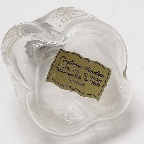 95 - Italian 800 marked scent bottle with etched glass and original label to the base 13cm high- in good ... 