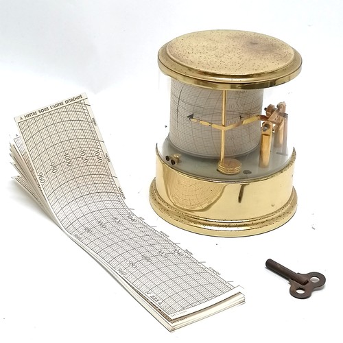 96 - Maxant aneroid barometer 12cm high x  11cm diameter with key and spare papers