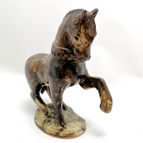 111 - Paula Humphris pottery horse with slipware decoration bearing the Polperro bee mark 22cm high - No o... 