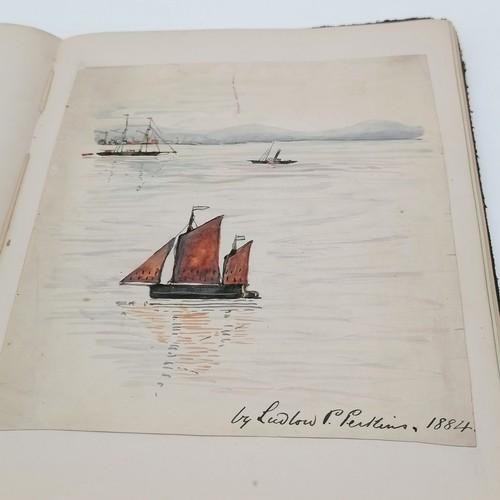 119 - Album containing original pen & ink / watercolours by Ludlow Patton Perkins aged 12 to 15 (1873-1928... 