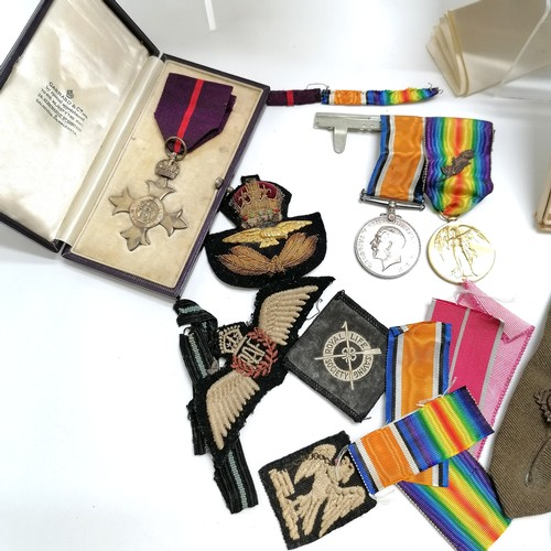 171 - Qty of medals inc military OBE/ badges / photographs / ephemera etc inc WWI pair to Capt J P Wattlew... 