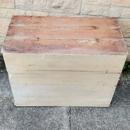 182 - Antique pine meat safe with cream paint finish - 67cm x 36cm x 50cm high