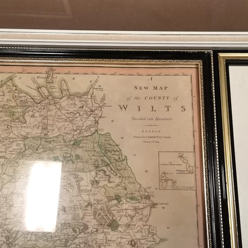 184 - 3 x framed pictures - signed Ken Howard print (frame 72cm x 59cm), Wiltshire map & Churchill quote