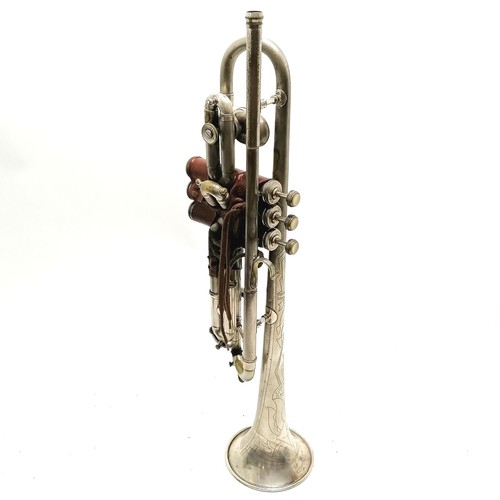 283 - C G Conn Ltd. vintage trumpet in original case retailed through lafleur London case 57cm long- in wo... 