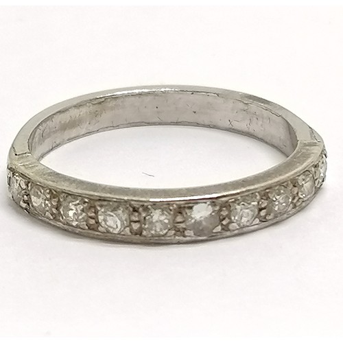 523 - Unmarked white gold diamond set ring - size M½ & 2.3g total weight ~ has later replacement shank