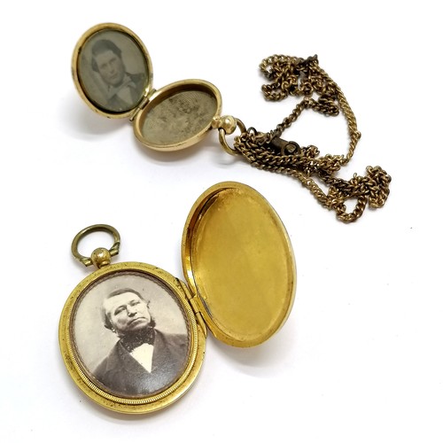 531 - 2 x antique gilt metal lockets (largest 4.5cm) - both have slight dents