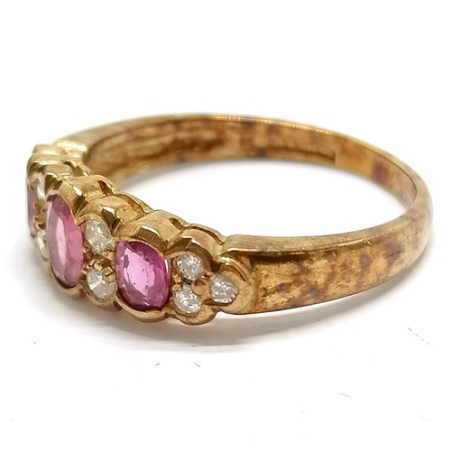 722 - 9ct hallmarked gold ruby & diamond ring - size M & 2.1g total weight - SOLD ON BEHALF OF THE NEW BRE... 