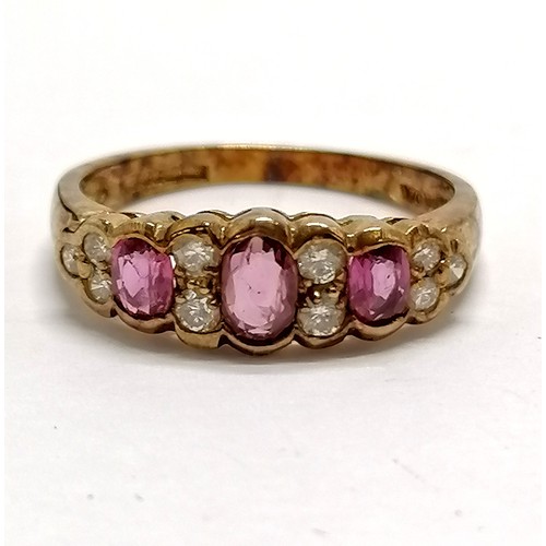 722 - 9ct hallmarked gold ruby & diamond ring - size M & 2.1g total weight - SOLD ON BEHALF OF THE NEW BRE... 