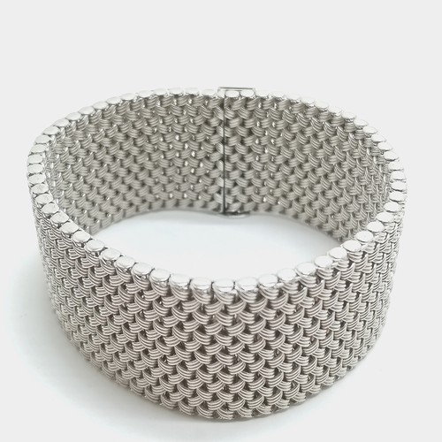 747 - 1974 silver fancy link heavy gauge bracelet by D Shackman & Sons - 29mm wide x 19cm & 90g