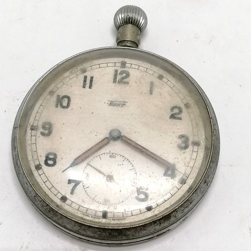 759 - Military G.S.T.P. reference Q13288 Tissot pocket watch for spares/repairs. Lacks the loop to top.