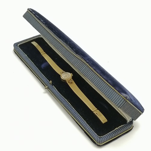 764 - Fortis 18ct gold diamond set manual wind ladies wristwatch (#5398) with integral flush adjustable br... 