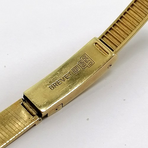764 - Fortis 18ct gold diamond set manual wind ladies wristwatch (#5398) with integral flush adjustable br... 